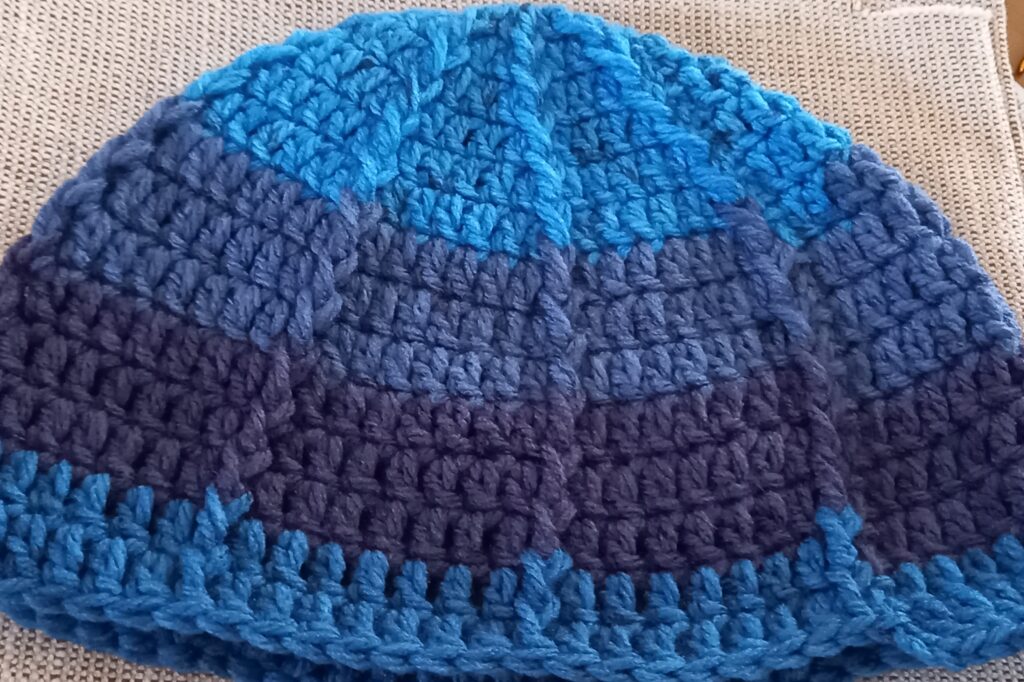 手編みの帽子の工程（8段目～14段目）